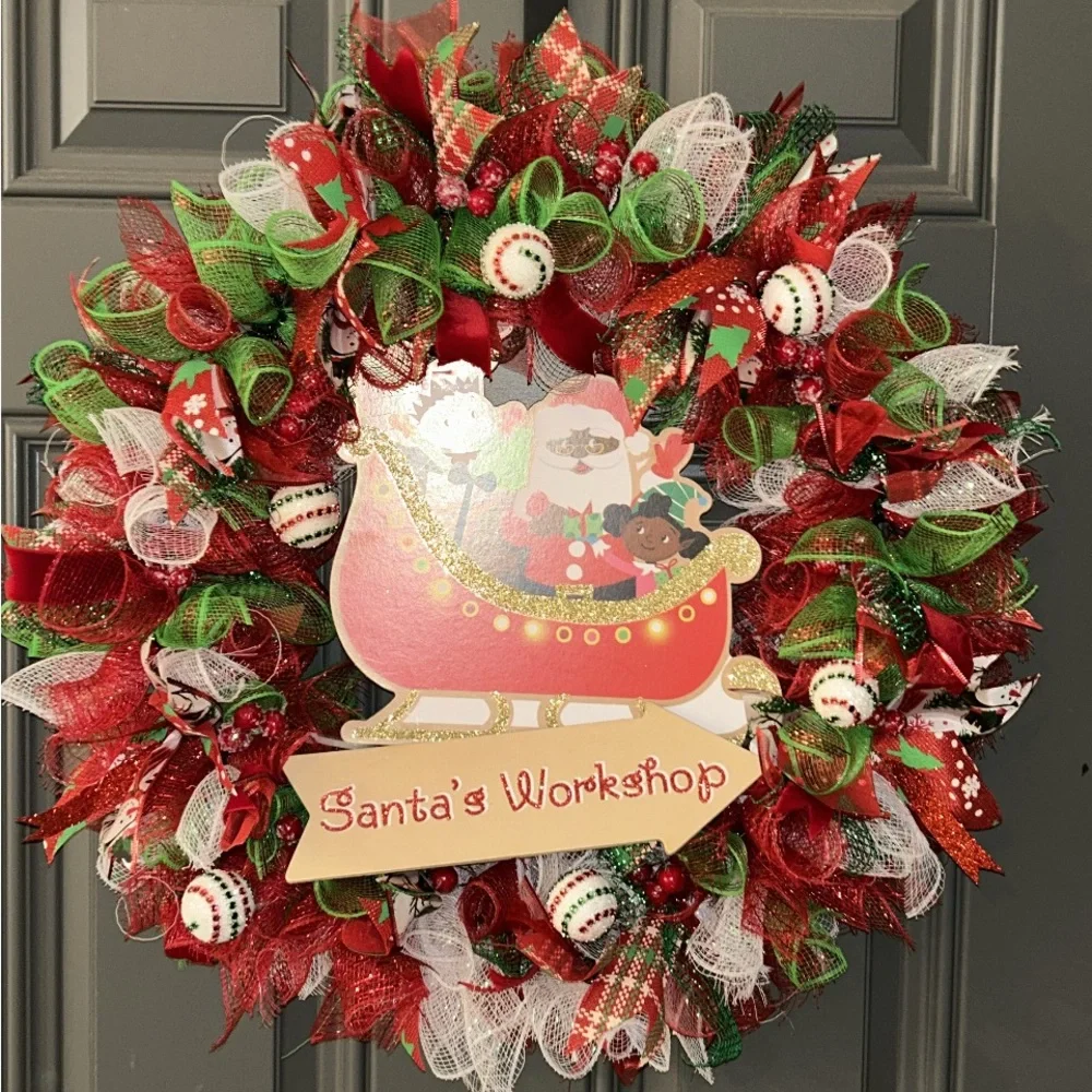 Festive Santa's Workshop Holiday Wreath